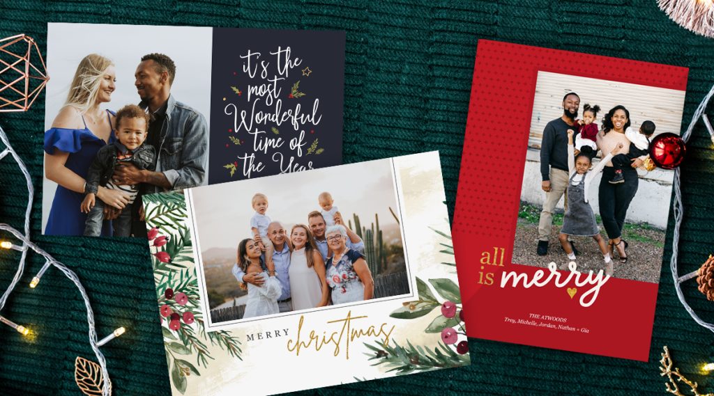 Holiday Cards with photos and personalized Christmas greetings from families