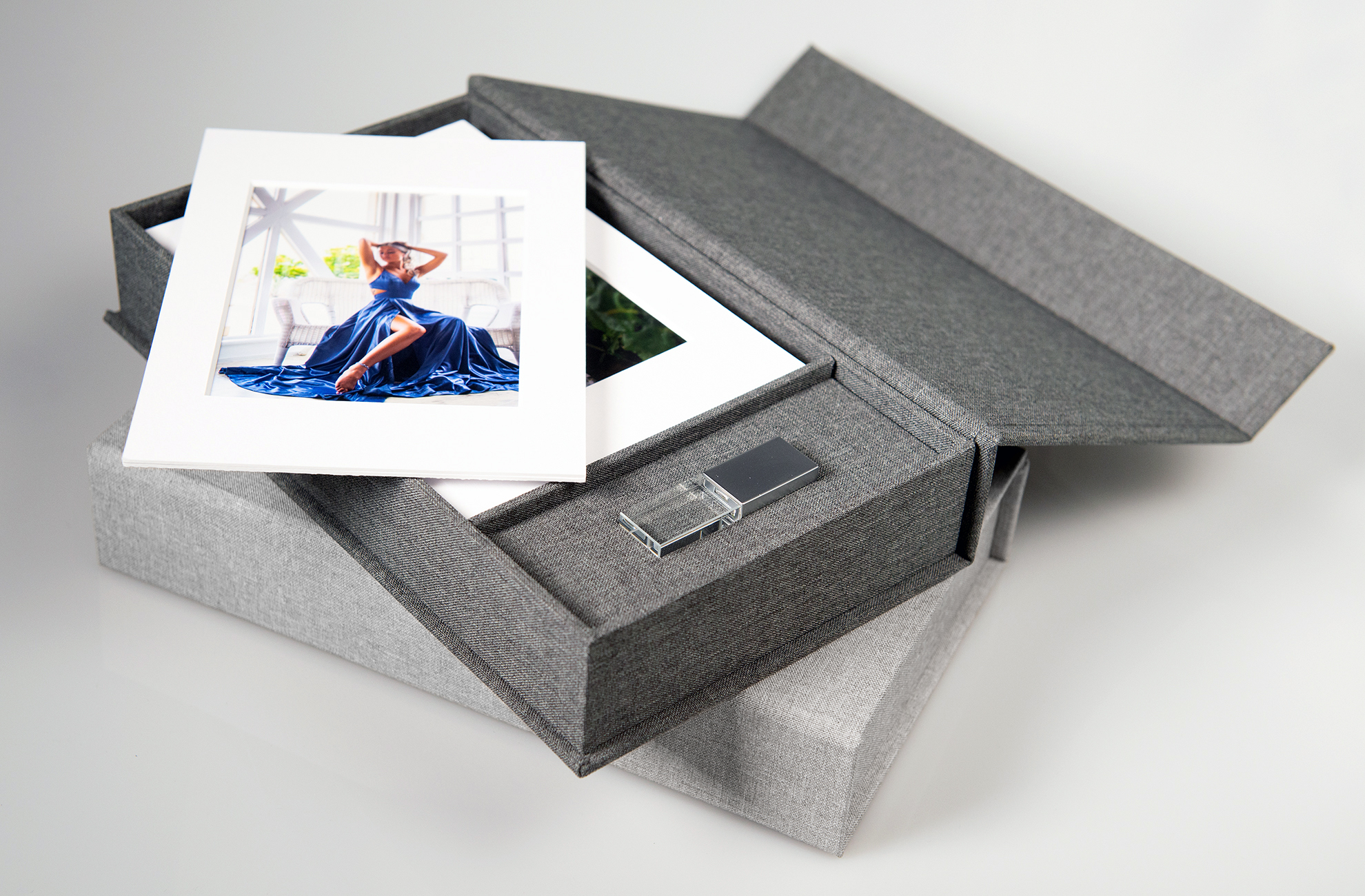 Folio Box with Matted Prints and Crystal Flash Drive