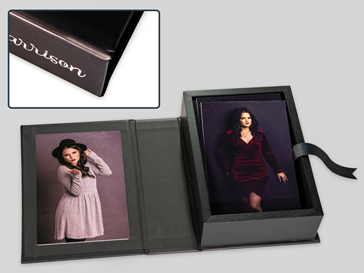 Open Image Box with Photo Prints. 