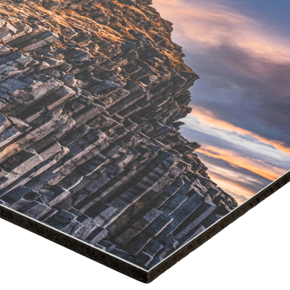 Detailed corner of a Mounted Fine Art Print with a landscape image, printed by McKenna, that you can offer through Wall Art by Flow Web Design.